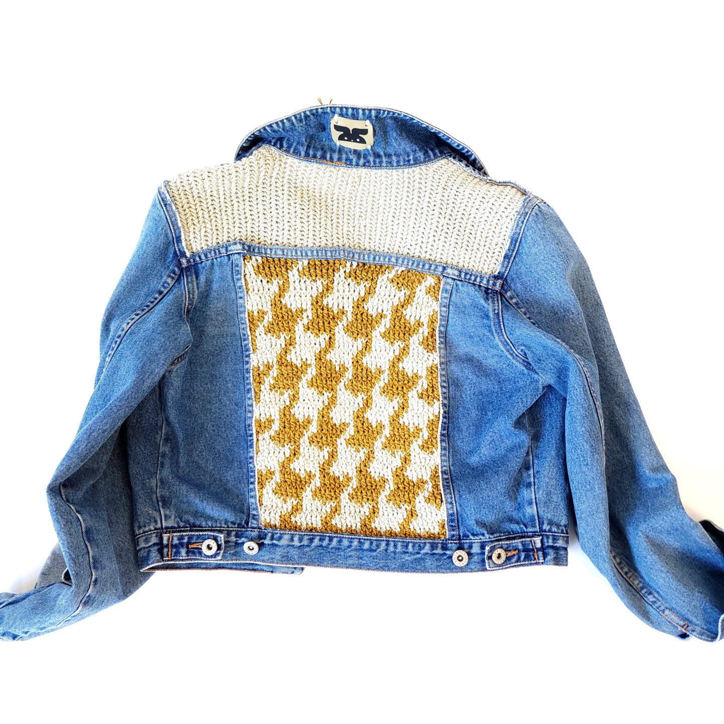 HOUNDSTOOTH CROPPED JEAN JACKET