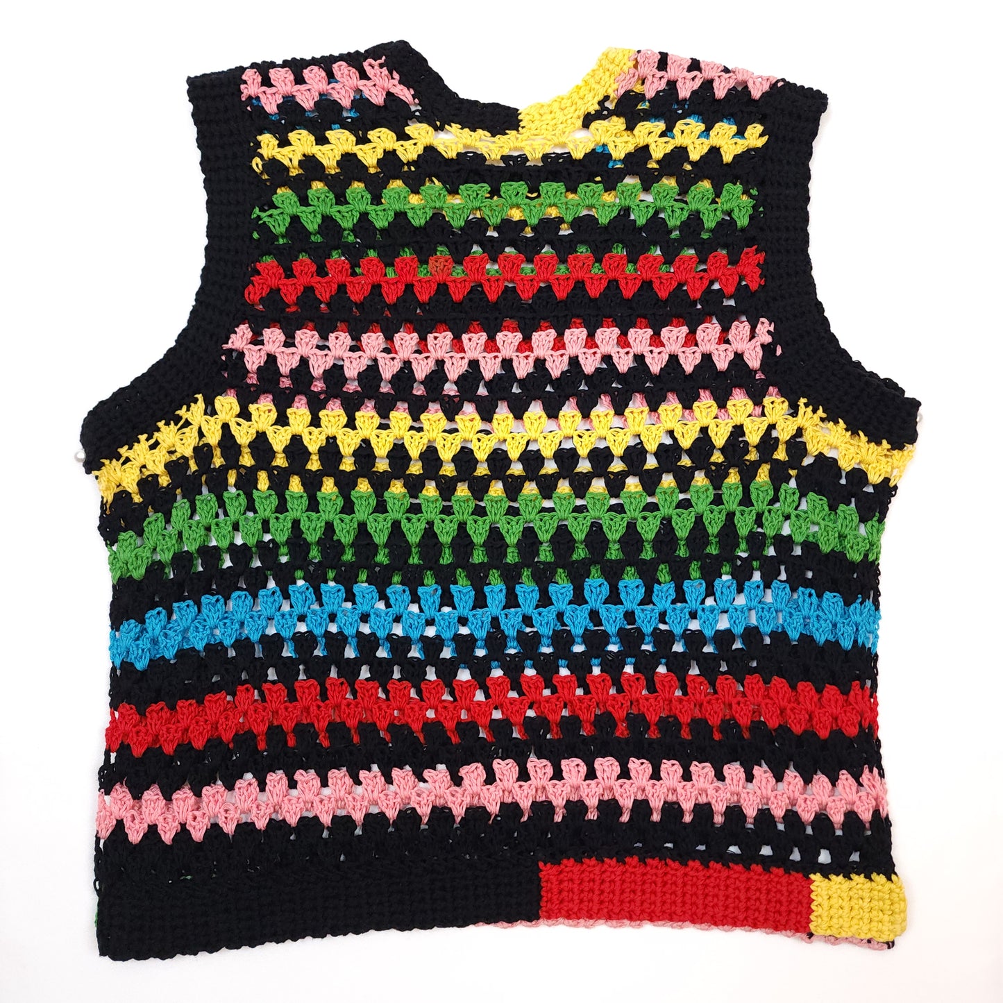SCRAPPY RAINBOW SWEATER VEST (WITH BUTTON SIDE CLOSURES)